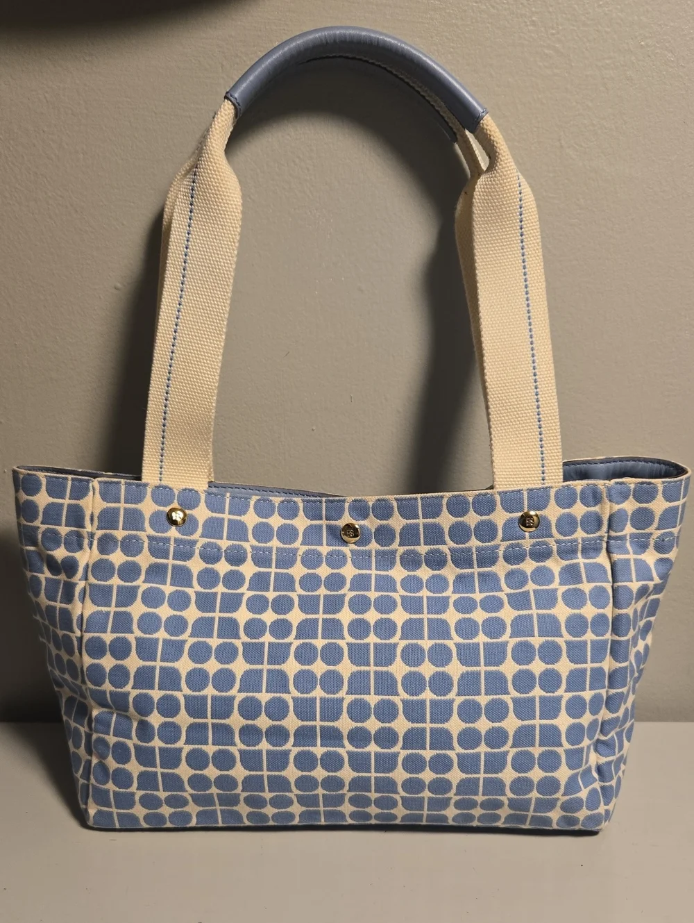kate spade Blue and Cream Geometric Canvas Tote